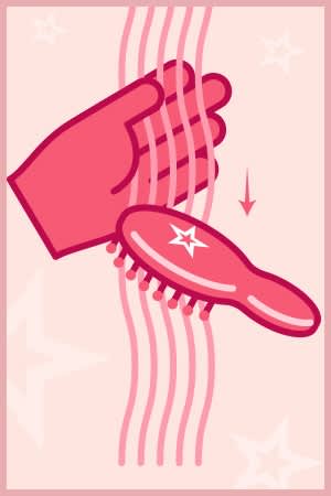 Illustrated hand brushing hair with downwards motion