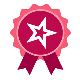 Icon of award ribbon in shades of pink