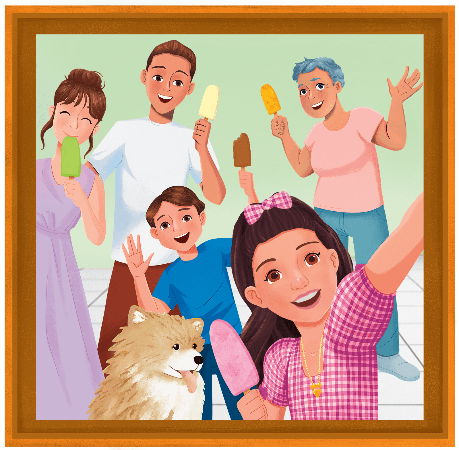 Raquel and her family eating paletas